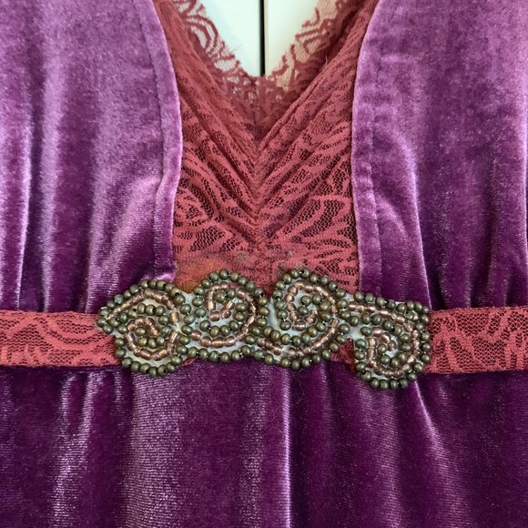 Free People Purple Velvet Empire Dress - Picture 2 of 3